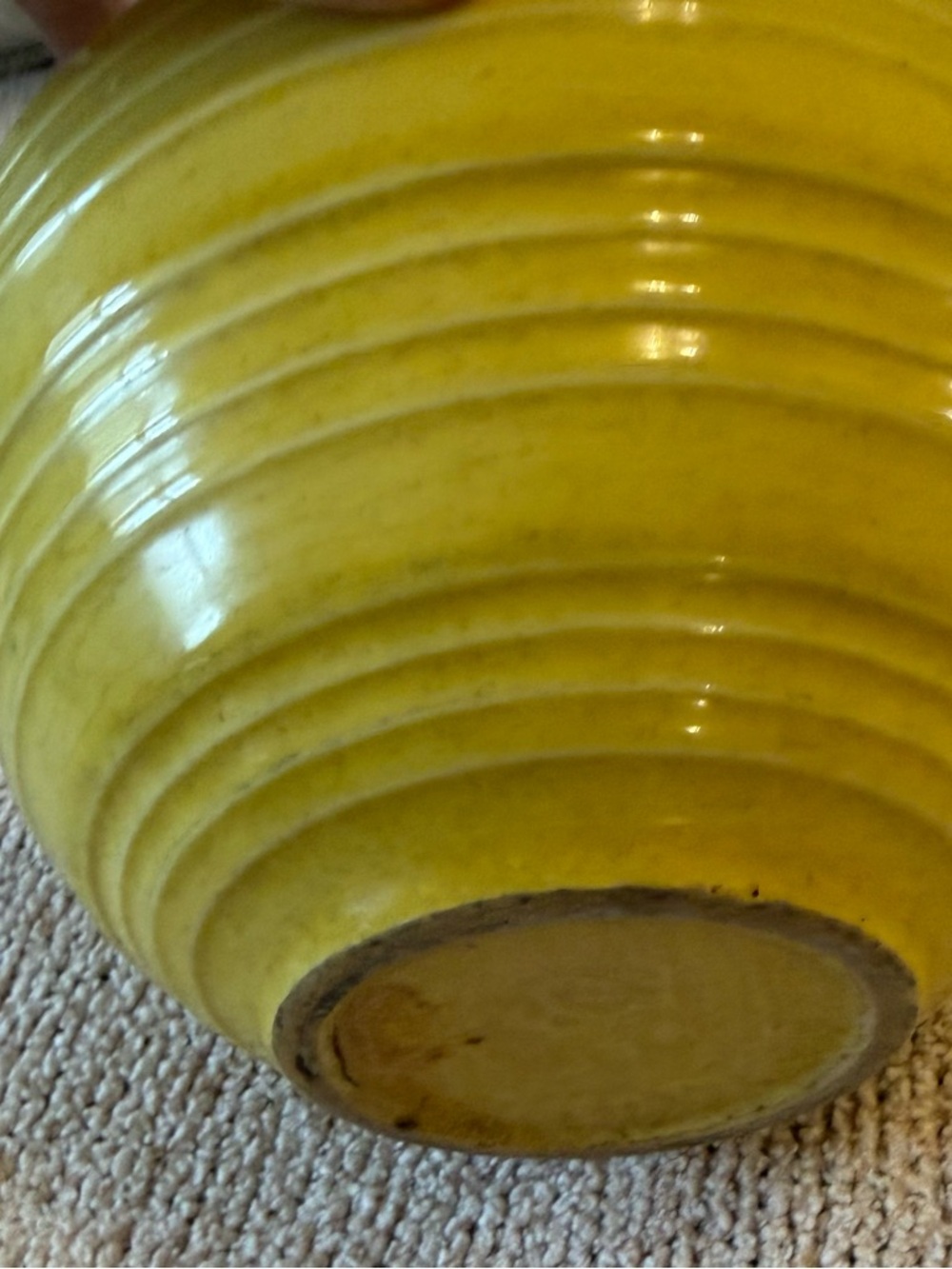 Bauer Ribbed Ceramic Bowl in Yellow